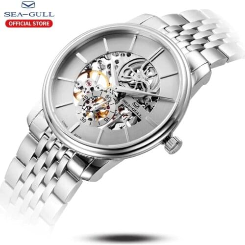 Seagull Mens Manual Mechanical Watch Business Casual Double-sided Hollow Transparent Watch Sapphire Waterproof Mechanical watch