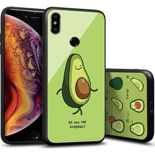 For VIVO Y11 Y12 Y15 Y17 U10 Y50 Y51 Y71 S6 Case Green cute Avocado Hard Glass Back silicone Cover For VIVO S6 Y11 U10 Y50 Casin