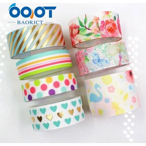 G-18522-234,5/8'' 7/8'' 1'' 1-1/2'' flowers Printed grosgrain ribbon,10 yards DIY Hair accessories Material