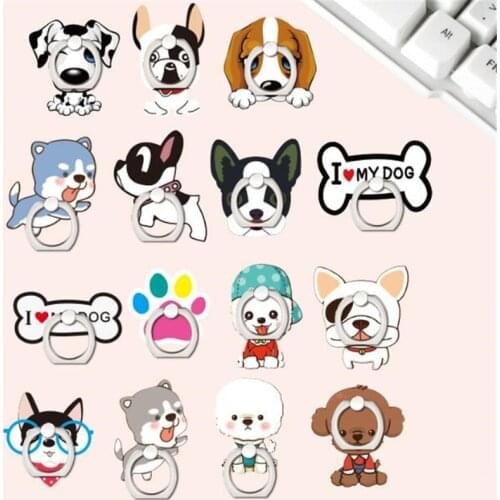 Cartoon Dog Cat Poodle Finger Ring Phone Stand Holder Car Mobile Phone Holder Stand Suporte Celular For iPhone 11 All Phone