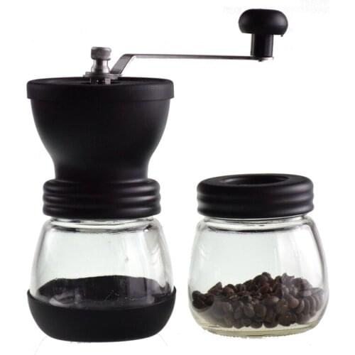 Ecocoffee Manual Ceramic Burr Coffee Bean Grinder with Fortified Glass Storage Jar barista Coffee Maker