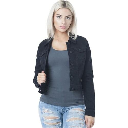 FNOCE 2020 winter womens JEAN jackets fashion casual young trends solid long sleeve slim Turn-down Collar short denim coats