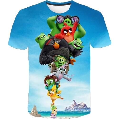2020 New 3D Printed Angry Bird Movie Mens Fashion Casual Round Neck Short Sleeve T-shirt Summer Personality Streetwear S-6XL