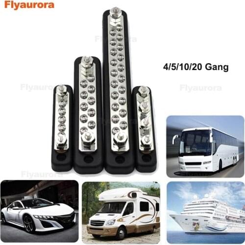 100A-150A DC AC 4/5/10/20 Gang Terminal Block Common Bus Bar with Brass Terminals for trucks caravans buses boats etc