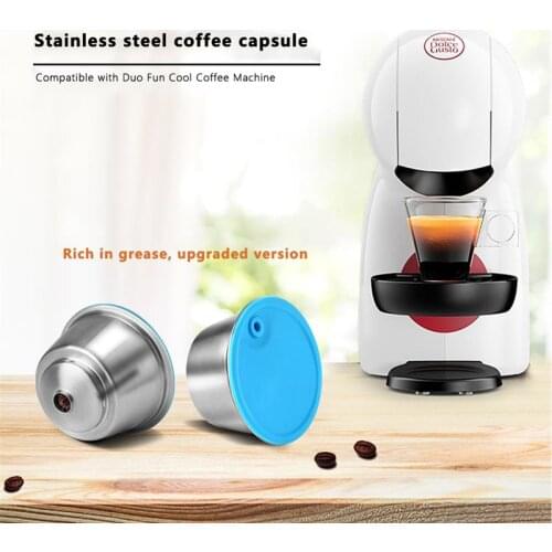 Coffee Pod Stainless Steel Refillable Coffee Cup Pod with Brush and Spoon Replacement for DOLCE GUSTO