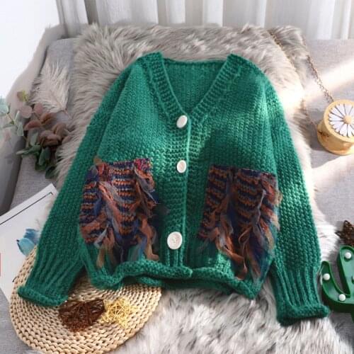 Short sweater cardigan women Spring and Autumn new Korean version of loose student fashion thick-wire knitwear jacket