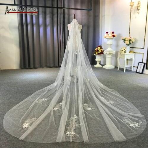 Beautiful wedding veils wholesale veils bridal veil long with lace one layer