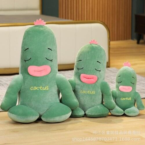 Big Mouth Yoga Cactus Doll Healing Plush Stuffed Dolls Girls Bedding Appease Baby Sleeping Pillows Room Decor Toys for Children