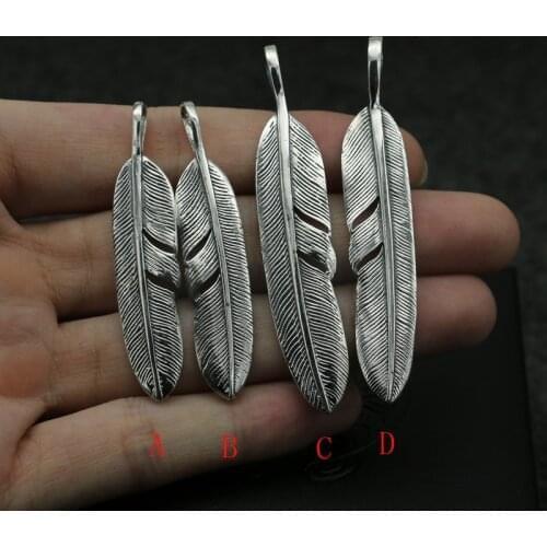 Hand-engraved Little Feather Pendant Sterling Silver Men Women Necklace Pendant Jewelry