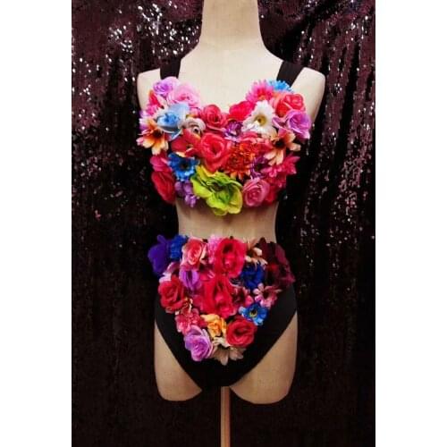 Fashion clothing performance clothes Modern stage costume flower singer dancer stage wears