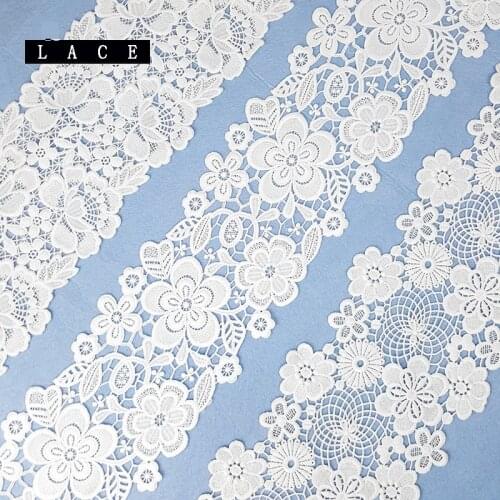 Milk Silk Embroidery Wide Large Barcode Hollow White Lace Tablecloth Embroidery Dress Wedding Dress DIY Clothing Accessories