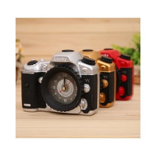 New Fashion Plastic Needle Alarm Clock Camera Classic Reloj Despertador Snooze Function Desk Clock Childrens Service Gift
