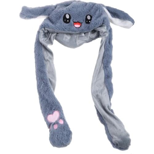 Cartoon Rabbit Animal Plush Hat LED Light Up Moving Bunny Ears Winter Warm Fluffy Earflap Cap Cosplay Party Photo Props
