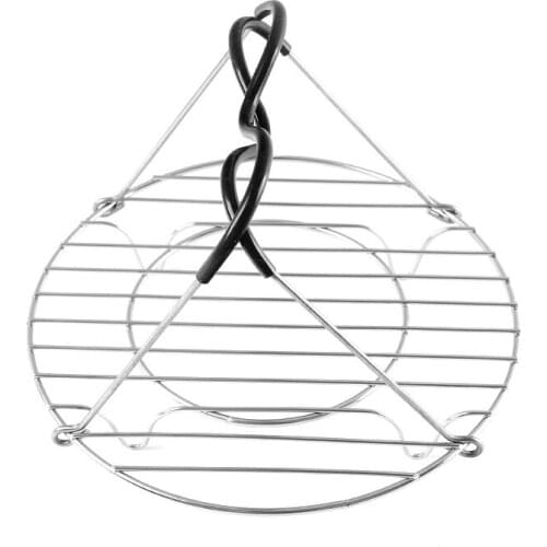 Steamer Shelf 1PCS 304 Stainless Steel Portable Steaming Rack Silicone Handle Cookware Parts Shelf Stand Cooker Trivet N h4