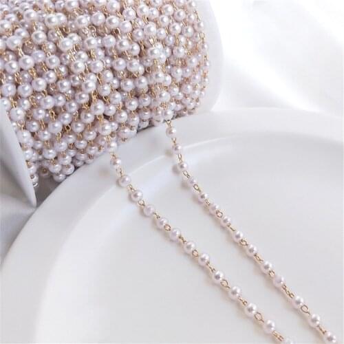 14K Gold Filled Chain imitation pearl chain handmade DIY bracelet necklace first accessories material loose chain accessories