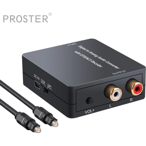PROZOR digital to Analog Audio Decoder Converter for DTS/PCM 5.1CH to 2CH stereo audio volume control SPDIF Toslink/Coaxial