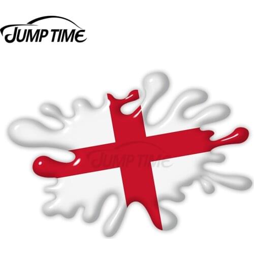 Jump Time 3D Shaded Effect 3D Design With St Georges Cross England Flag Motif External Vinyl Car Sticker for Windows Bumper