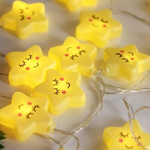 Smiley Face Star LED Light String Bedroom Party Creative Space Decoration Lamp