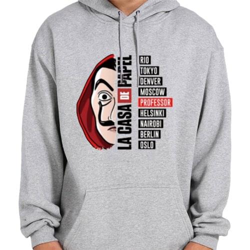 House of Paper Hoodies La Casa De Papel Graphic Print Warm Thicken Pullovers Hip Hop Loose Men Women Unisex Sweatshirts Hooded