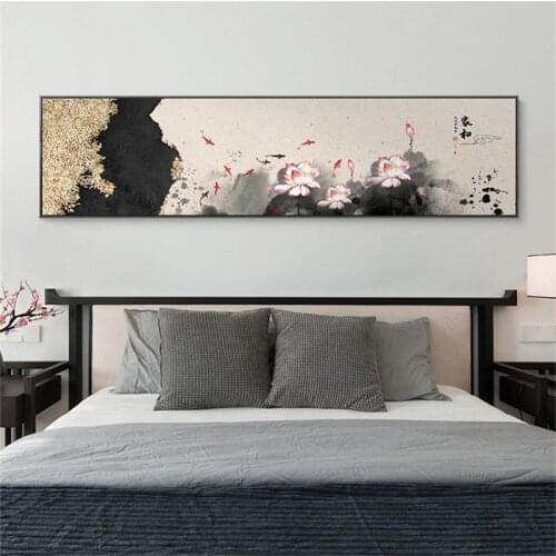 Traditional Chinese Style Zen Lotus Plant Crane Canvas Painting Poster Print Decor Wall Art Picture For Living Room Home Office