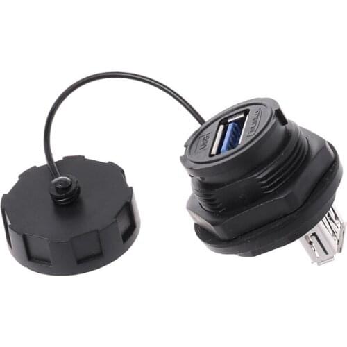 USB Female Socket Plug Panel Mount Adapter Waterproof Connector IPL7 With Cap