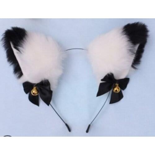 High Quality Comic Anime Cute Cat Ears Hairband with Bells Bows Cosplay Costume Party Hairclips Hair Accessories for Women Girls