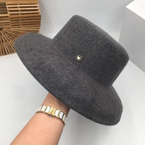 Fedora Autumn winter hats for women female hat wide-brim felt trilby retro Show smaller face bucket hat