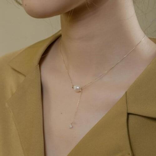 14k Gold Filled Necklace for Women Single Chain with Pendant Pearl Necklace for Wedding Gifts Chain Fine Jewelry Collares