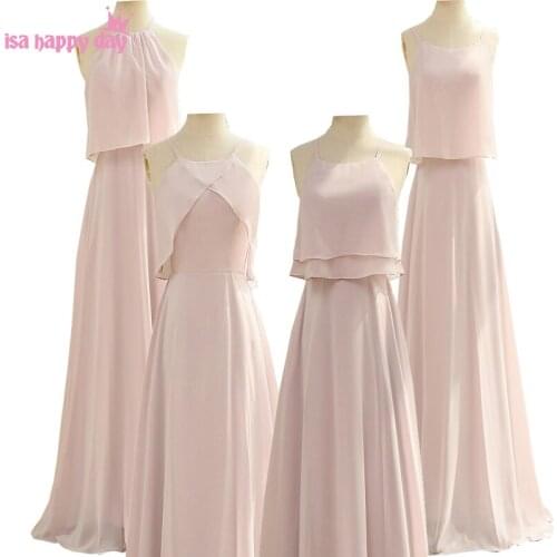 2020 new arrival light pink multi style women plus size chiffon bridesmaid dresses elegant dress for a wedding guest W4304