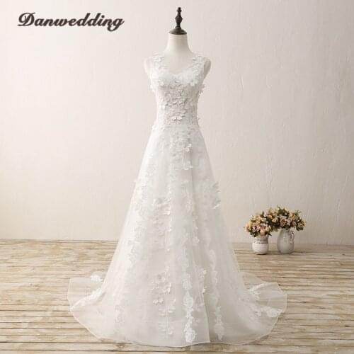 Junoesque A-Line Wedding Dress Refinement Flower Lace Applique Bridal Dress Scalloped Beaded Boho Wedding Gown Illusion Back