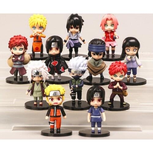 12pcs/set Naruto Doll Anime Shippuden Hinata Sasuke Itachi Kakashi Gaara Jiraiya Sakura Q Version Action Figures Toys Kid Gift