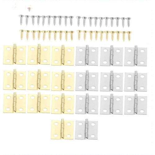 20Pcs Furniture Decoration Hinges +80Pcs Screws Silver/Gold 18*16mm Door Cabinet Mini Hinges Antique Jewelry Wood Boxes Hinges