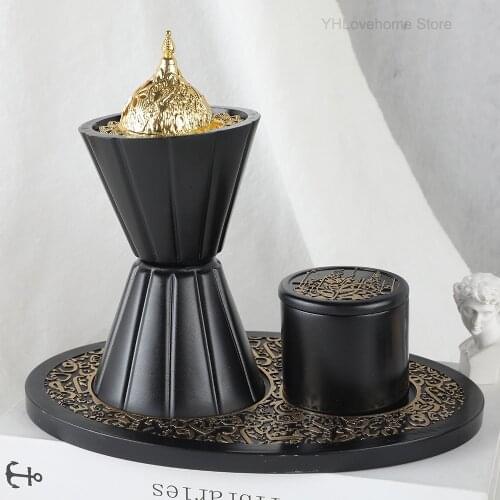 3 In 1 Arabic Incense Burner Set Middle East Muslim Ceramic Cone Censer Aromatherapy Furnace Tearoom Ornaments Christmas Gift