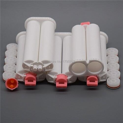 5pc Two Component AB Glue Tube 50ml 1:1 Dual-Barrel Empty Cartridge Set for Round Type Back Adhesives Dispenser Glue Gun Tool