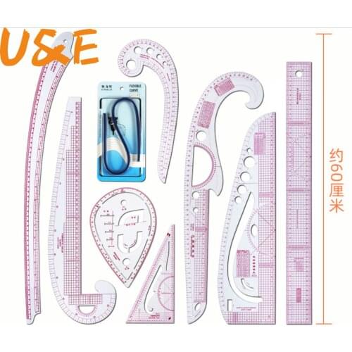 Fashion Design Pattern Tools 9pcs Sewing French Curve Ruler Measure Dressmaking Tailor Drawing Template Craft Tool Set