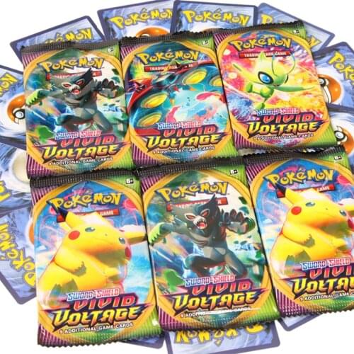 9pcs/bag Pokemon Flash English Card TCG:SWORD SHIELD VIVID VOLTAGE Booster Box Trading Game Collection Children Toys