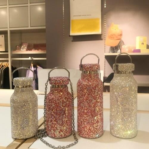 Diamond Thermos Vacuum Flask Bling Hot Water Thermos Stainless Steel Thermos Bottle Sparkling Large Insulated Bottle Coffee Mug