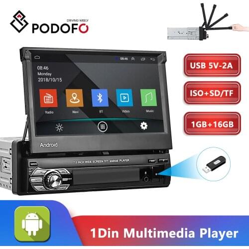 Podofo Android 1din Quad-Core Car GPS Navigation Player 7'' Universa Car Radio WiFi Bluetooth MP5 1DIN Multimedia Player NO DVD