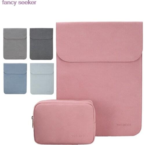 2020 New Magnetic Buckle Slim PU Leather Matte Laptop Sleeve Bag For Macbook Air 13 Case 14 Pro 15 2018 Touch Bar Computer Cover