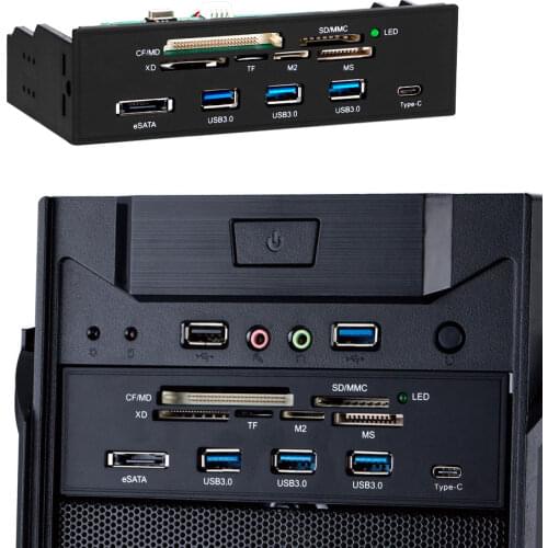 USB 3.0 Hub Multi Port Card Reader Front Drive Panel Docking Station for PC Cable Hub Adapter Desktop Computer Part