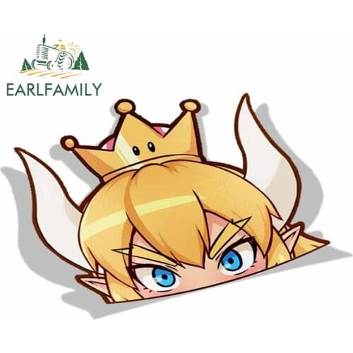 EARLFAMILY 13cm x 8.5cm Car Stickers for Bowsette King Peeker Peek Anime Transfer Vinyl JDM Window Trunk Laptop Wall Decal