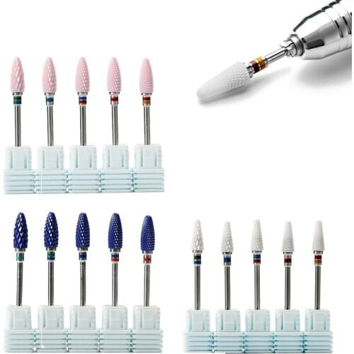 1pcs Nail Drill Bit Ceramic Electric Manicure Drills Blue Pink Milling Cutter Machine Accessories Polish Gel Remove Files Tools