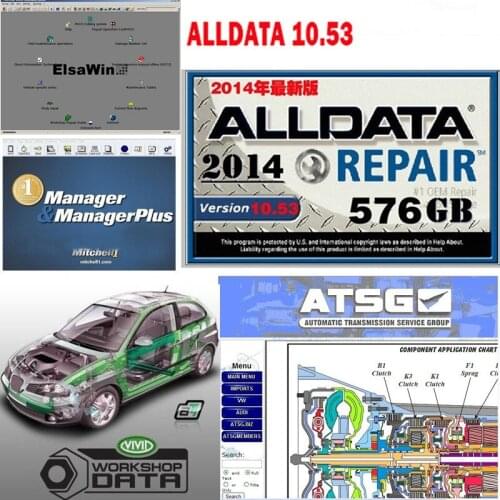 2021 Hot Alldata 10.53 and mi...ll 2015 Auto Repair Software OD5 Vivid atsg elsawin autodata all data 1tb hdd installed video