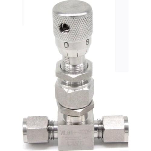 Stainless Steel 304 Needle Valve DW2 DW4 DW8 DW10 DW12 Micro Adjustment Valve WL91H-320P Flow Regulating Valve 32MPA