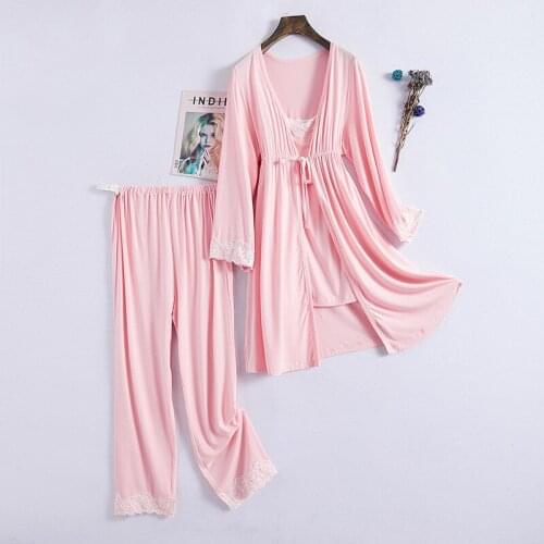 Nursing Set 3pcs Maternity And Postpartum Nightwear Pregnant Pajamas Cotton Long Sleeve Coat Vest Pants Maternity Clothing