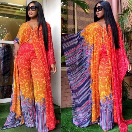 Two Piece Set Dashiki Summer African Clothes For Women 2021 Fashion Long Dress Sets Pants Suits Outfits Party Dresses Plus Size