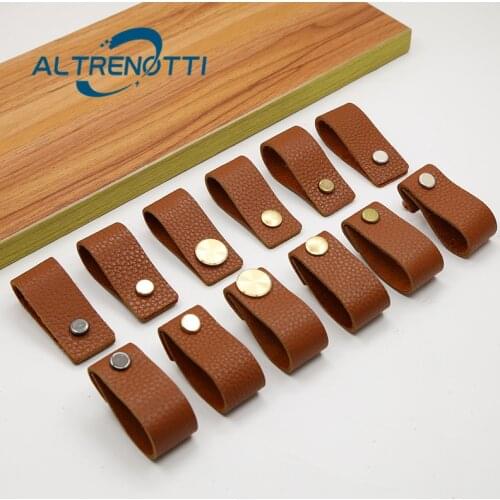 Leather Cabinet Furniture Handle Brown Metal Door Pull Kitchen Cupboard Drawer Wardrobe Closet Nordic Simple Knob Home Hardware