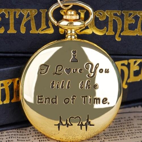 Creativity Lettering Pocket Watch Souvenir I LOVE YOU Quartz Pocket Watch Best Gifts For Lover
