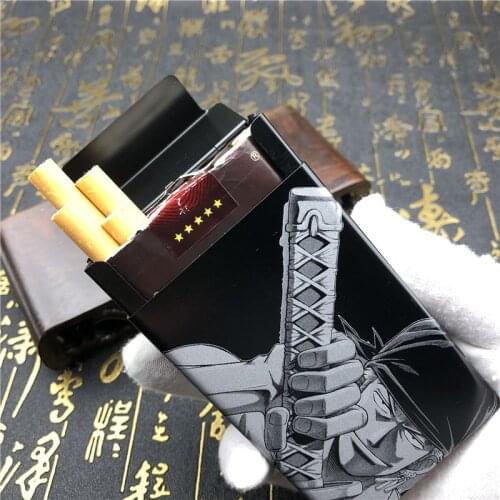 Cartoon Anime ONE PIECE Roronoa Zoro Metal Cigarette Case Large Capacity 20pcs Cigarettes Holder Box Smoking Gadget For Men Gift