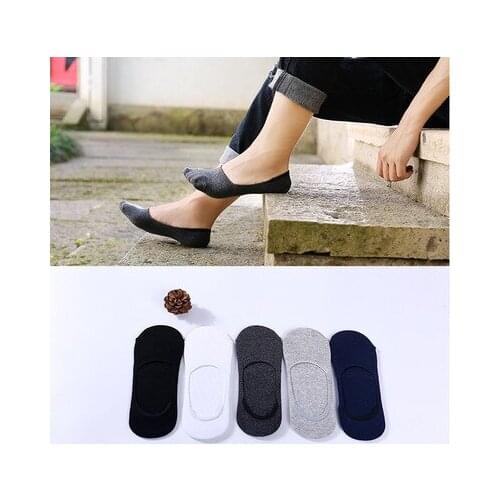 200-pin mens spring and summer solid color cotton solid color boat socks shallow slip silicone invisible bean shoes mens socks